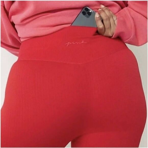PINK| Active| Seamless| Legging| With backside Pocket - Picture 9 of 13